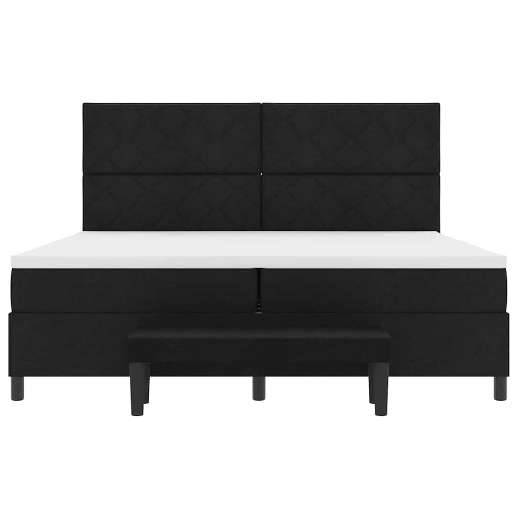 Box spring seng med hovedgærde Sort 200 x 200 cm Stof