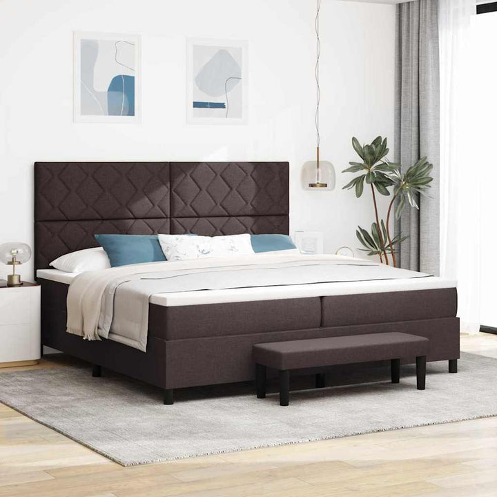 Box spring seng med madras Mørk Brun 200 x 200 cm Stof