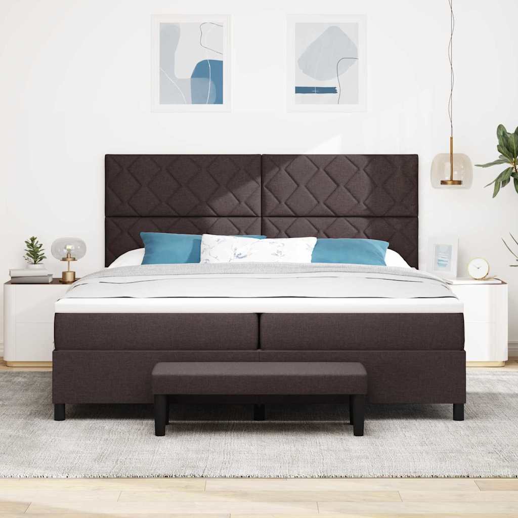 Box spring seng med madras Mørk Brun 200 x 200 cm Stof