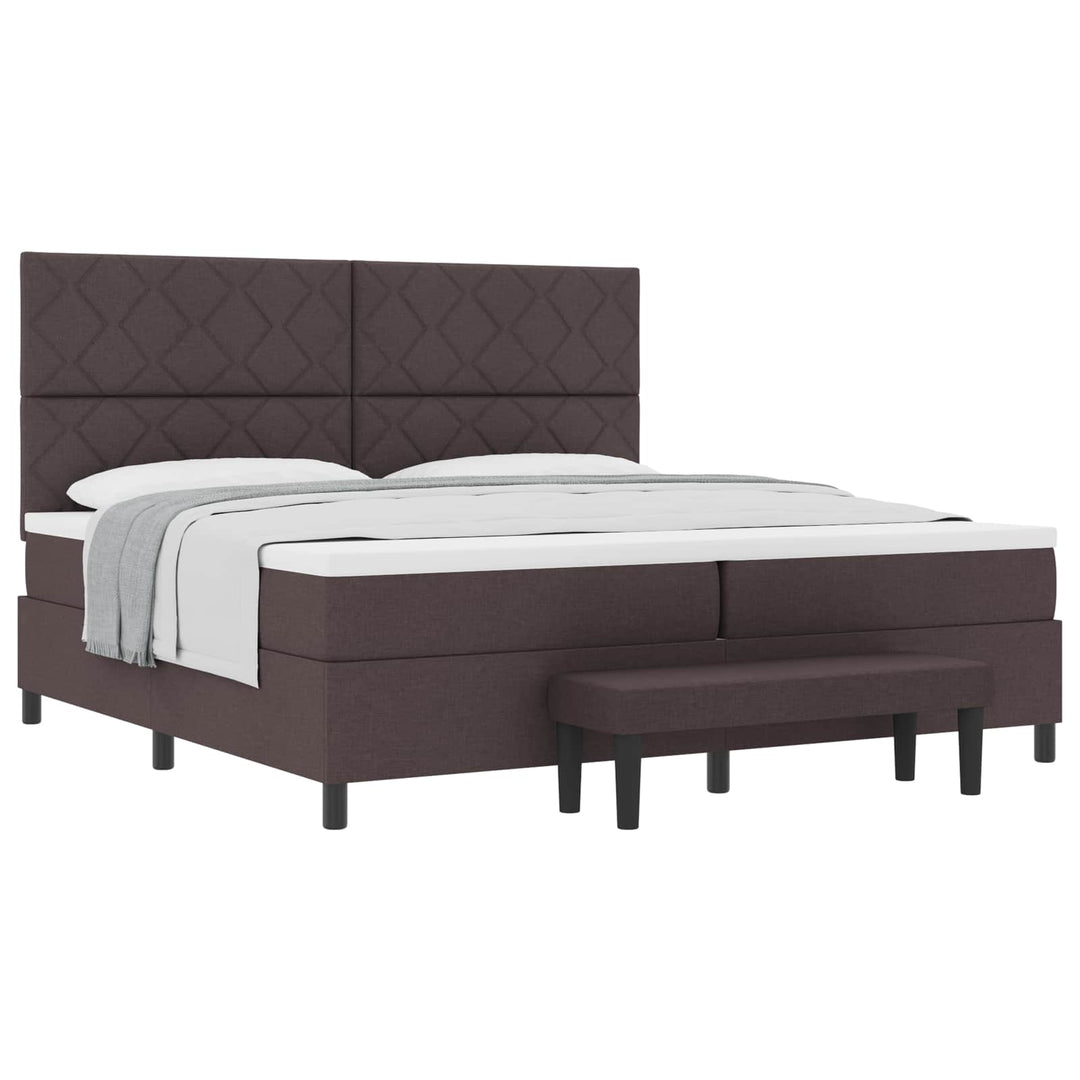 Box spring seng med madras Mørk Brun 200 x 200 cm Stof