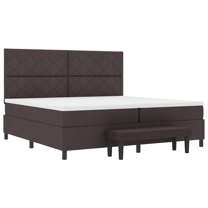 Box spring seng med madras Mørk Brun 200 x 200 cm Stof
