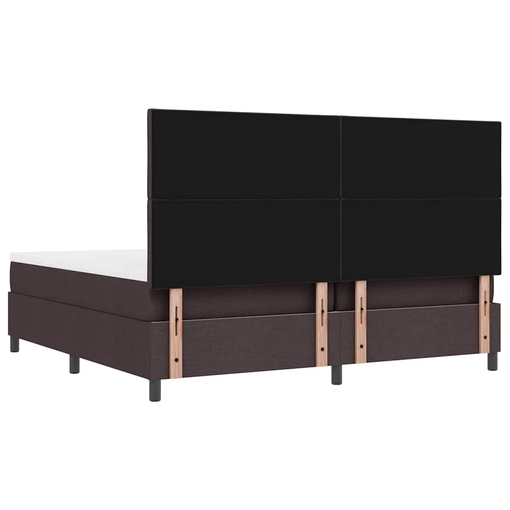 Box spring seng med madras Mørk Brun 200 x 200 cm Stof