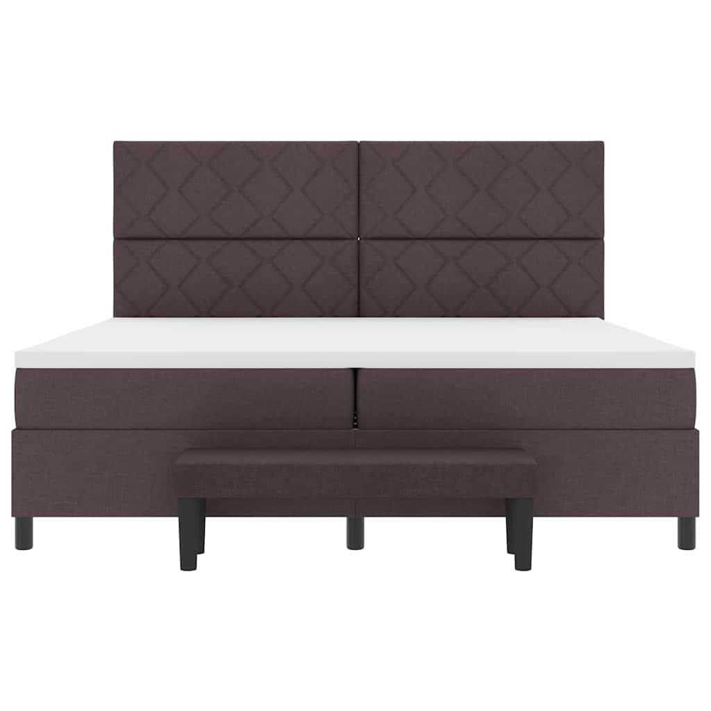 Box spring seng med madras Mørk Brun 200 x 200 cm Stof