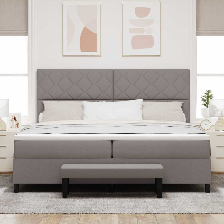 Box spring seng med hovedgærde Gråbrun 200 x 200 cm Stof
