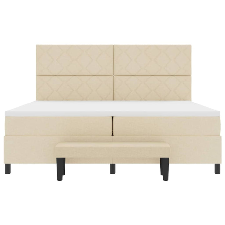 Box spring seng med hovedgærde Creme 200 x 200 cm Stof