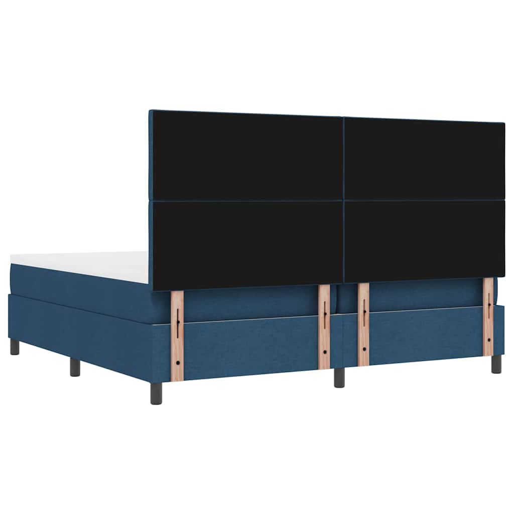 Box spring seng med madras med hovedgærde Blå 200 x 200 cm Stof