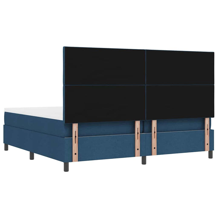 Box spring seng med madras med hovedgærde Blå 200 x 200 cm Stof