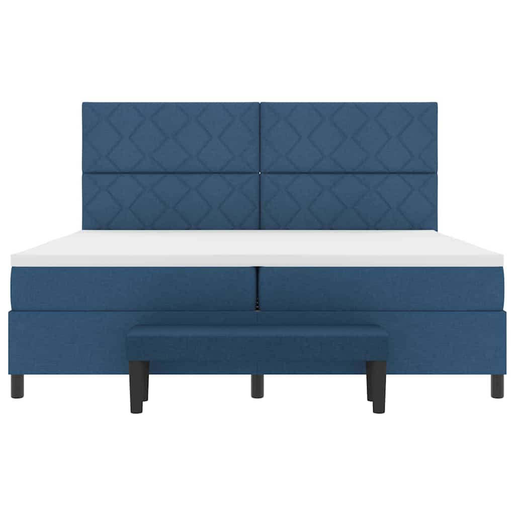 Box spring seng med madras med hovedgærde Blå 200 x 200 cm Stof