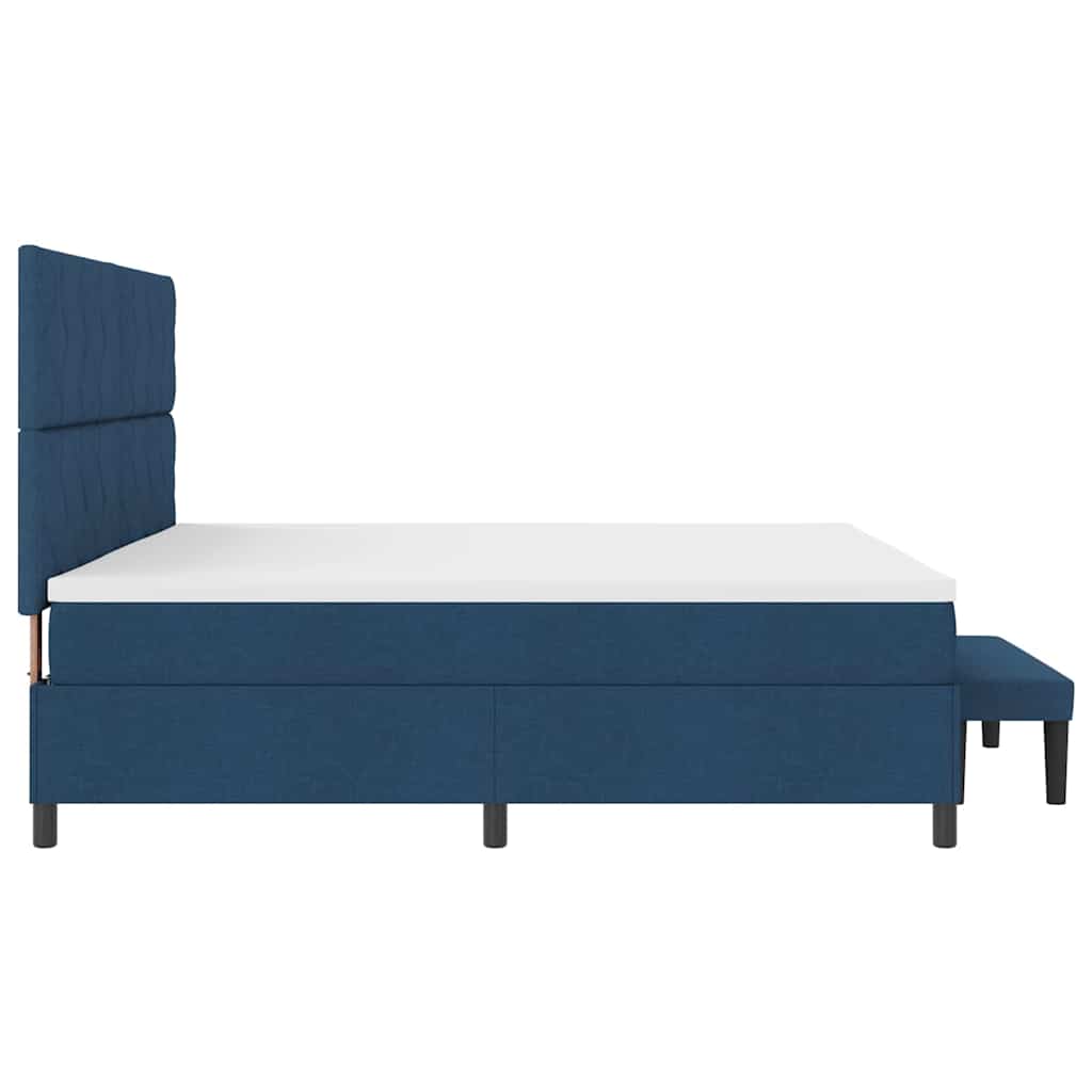 Box spring seng med madras med hovedgærde Blå 200 x 200 cm Stof