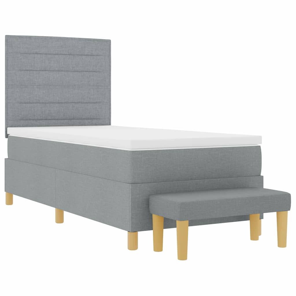 Box spring seng med hovedgærde Lysegrå 200 x 80 cm Stof