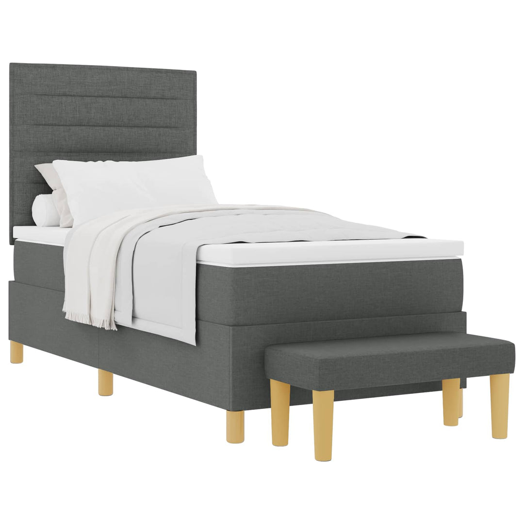 Box spring seng med hovedgærde Mørkegrå 200 x 90 cm Stof