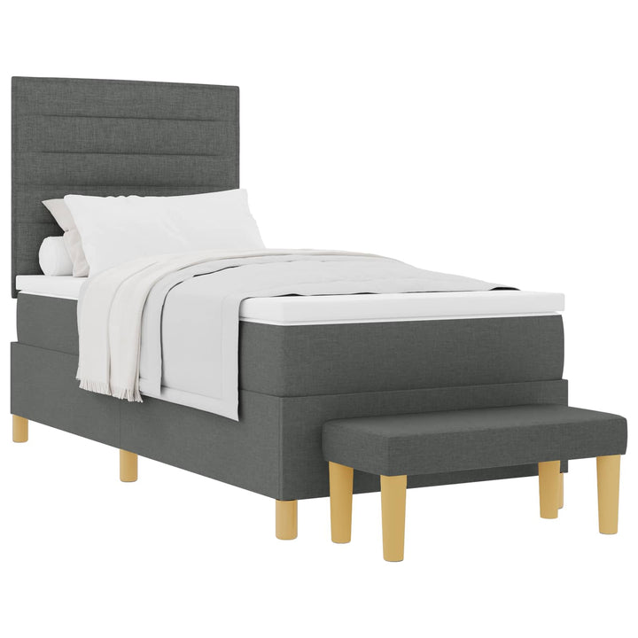 Box spring seng med hovedgærde Mørkegrå 200 x 90 cm Stof
