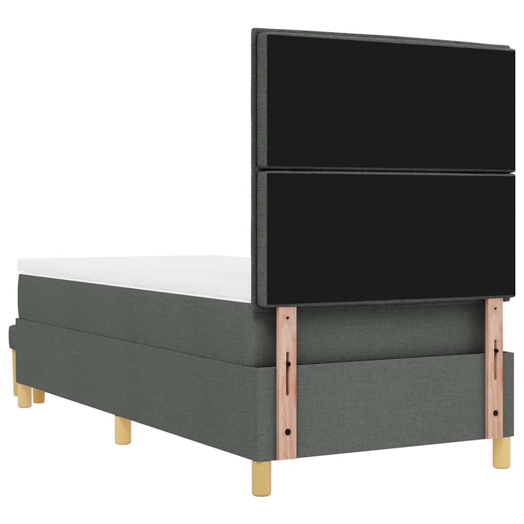 Box spring seng med hovedgærde Mørkegrå 200 x 90 cm Stof