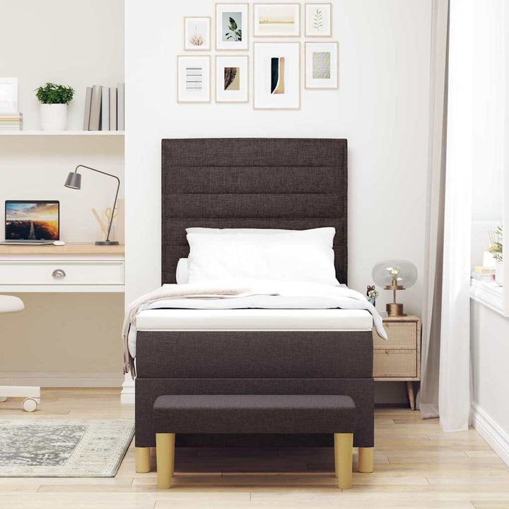 Box spring seng med hovedgærde Mørkebrun 200 x 90 cm Stof