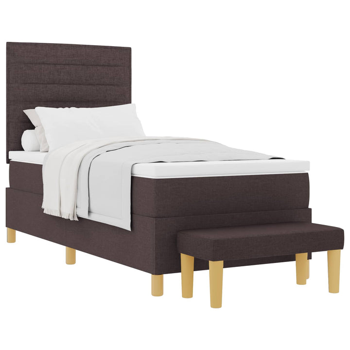 Box spring seng med hovedgærde Mørkebrun 200 x 90 cm Stof