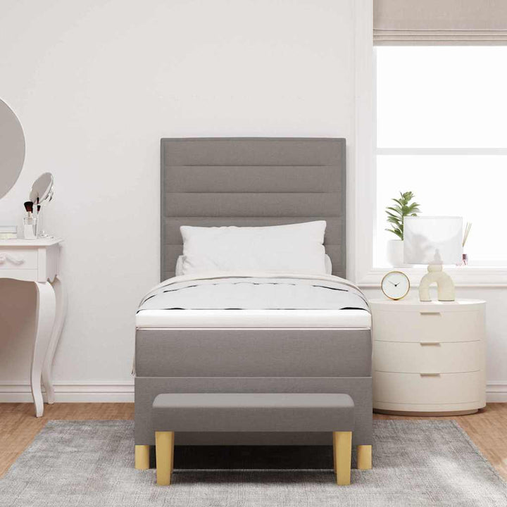Box spring seng med pude Gråbrun 200 x 90 cm Stof