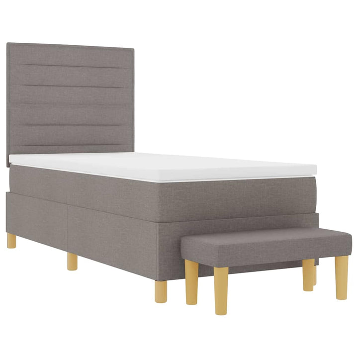 Box spring seng med pude Gråbrun 200 x 90 cm Stof