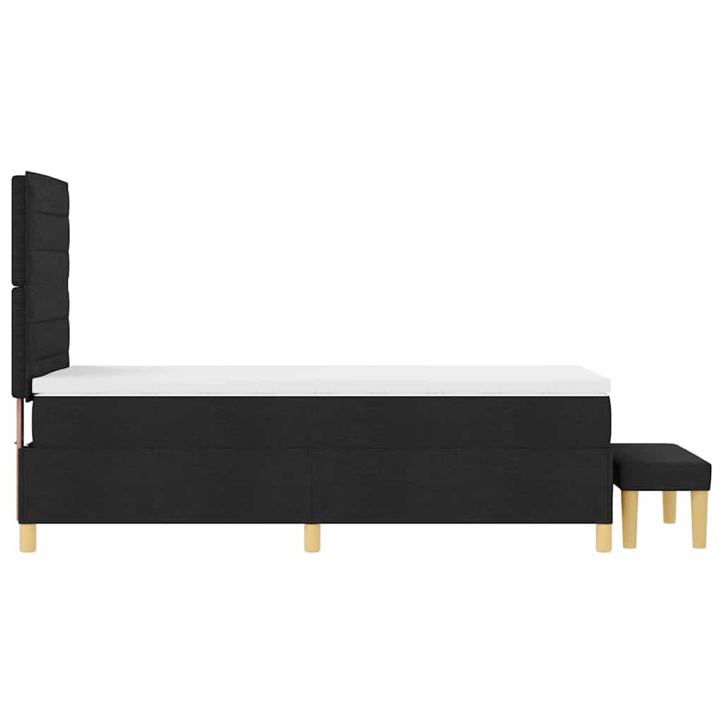 Box spring seng med hovedgærde Sort 200 x 90 cm Stof