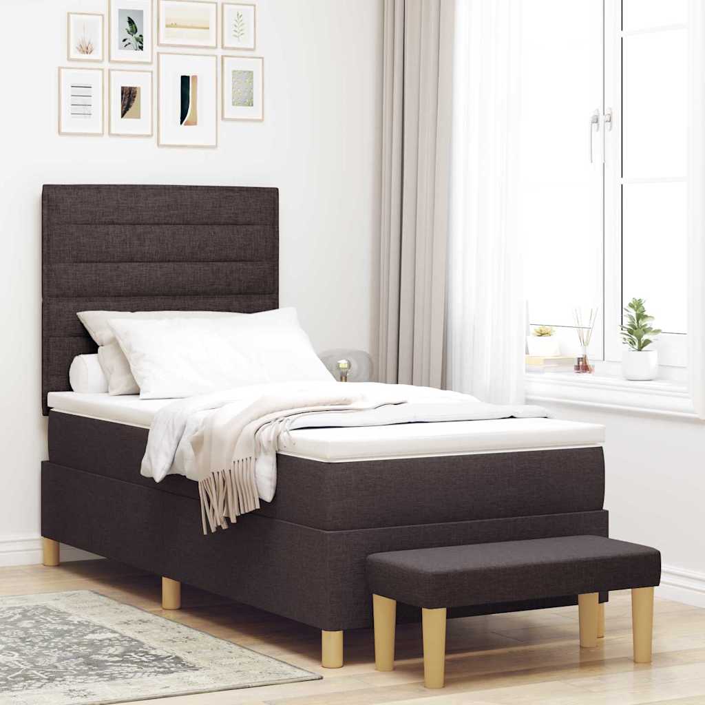 Box spring seng med pude Mørkebrun 200 x 90 cm Stof