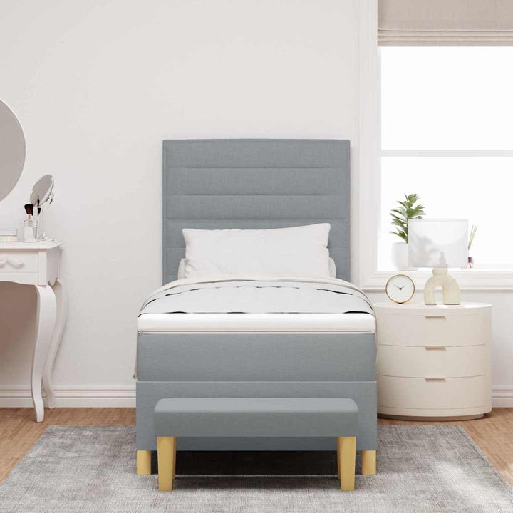 Box spring seng med pude Lysegrå 200 x 90 cm Stof