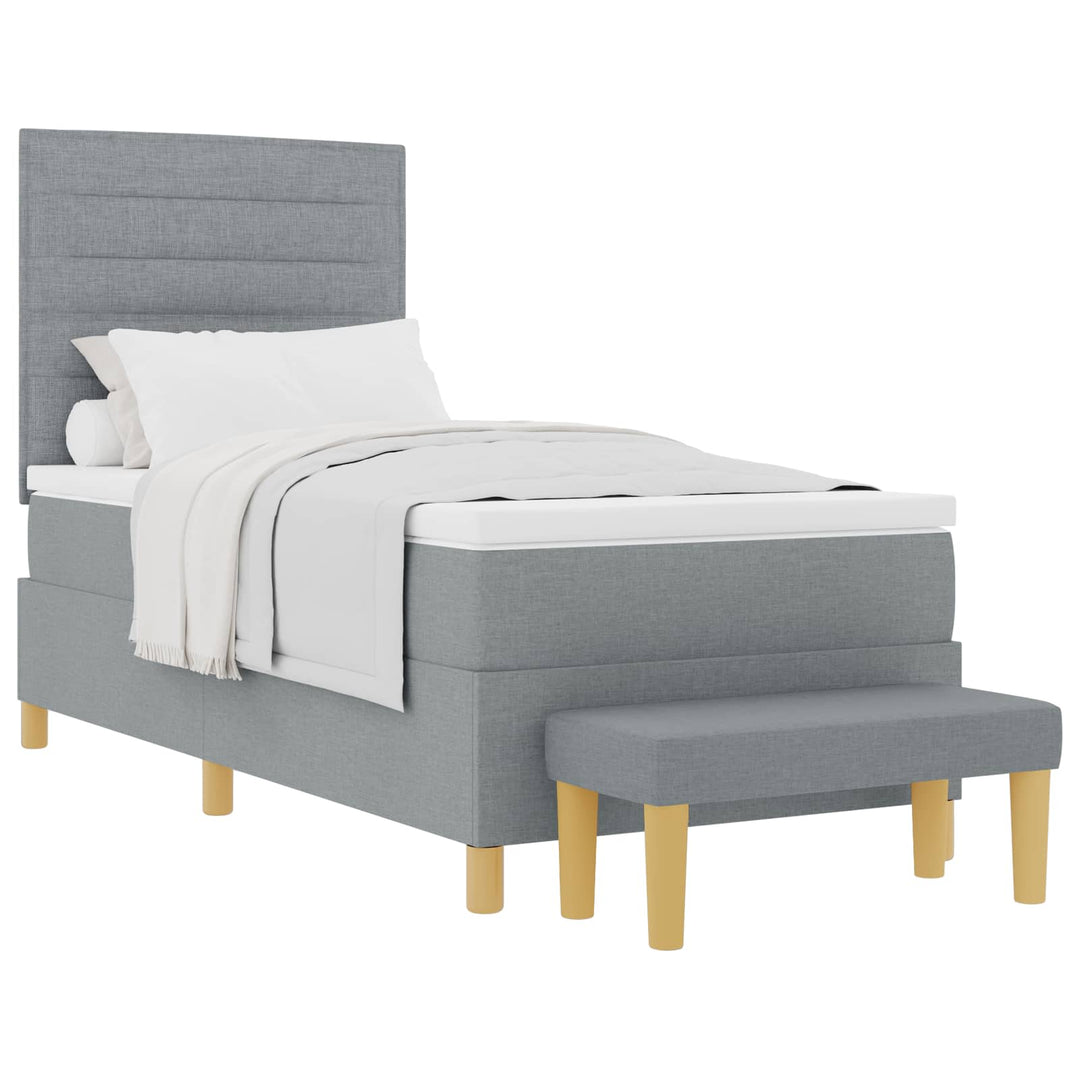 Box spring seng med pude Lysegrå 200 x 90 cm Stof