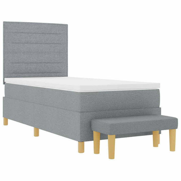 Box spring seng med pude Lysegrå 200 x 90 cm Stof
