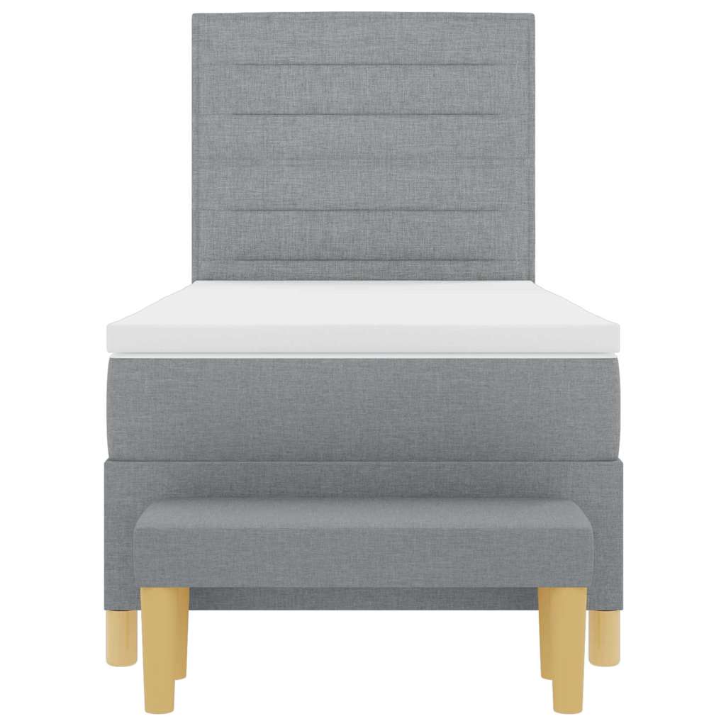 Box spring seng med pude Lysegrå 200 x 90 cm Stof