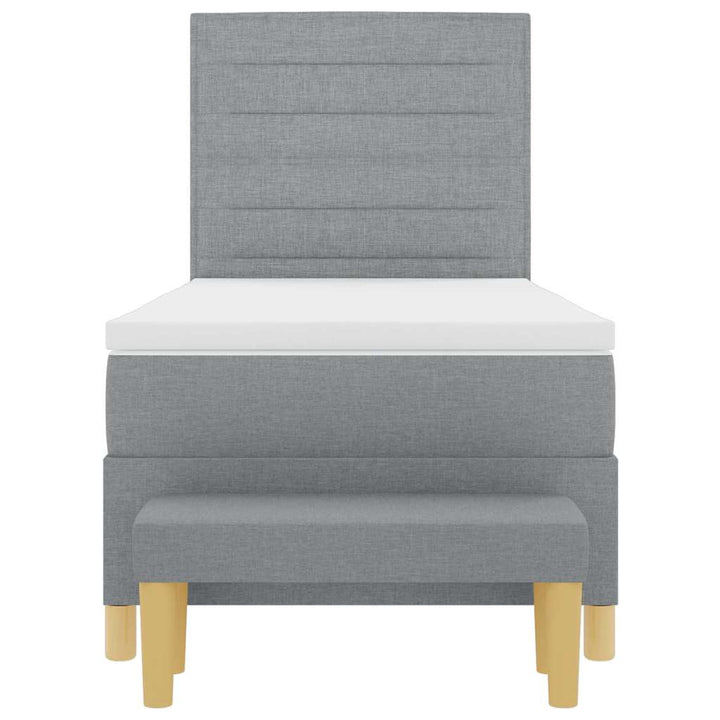 Box spring seng med pude Lysegrå 200 x 90 cm Stof