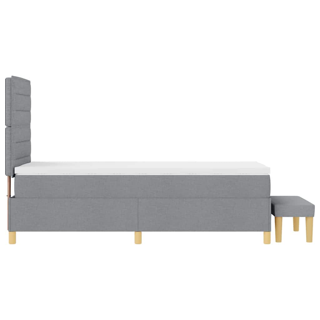 Box spring seng med pude Lysegrå 200 x 90 cm Stof