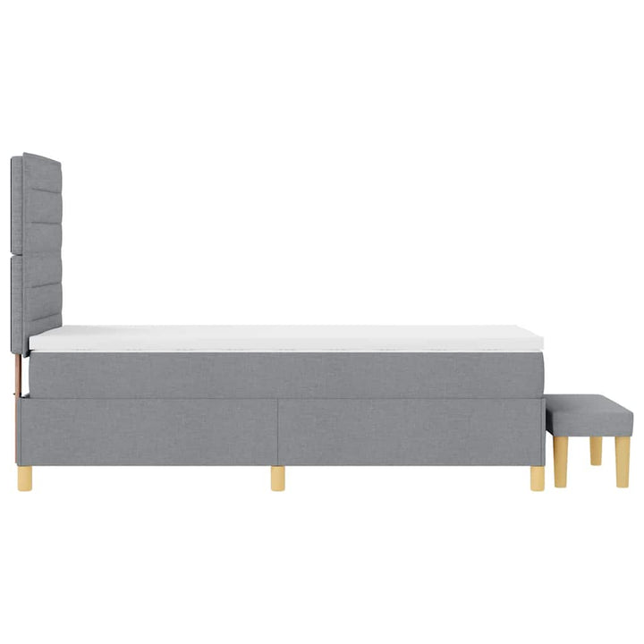Box spring seng med pude Lysegrå 200 x 90 cm Stof