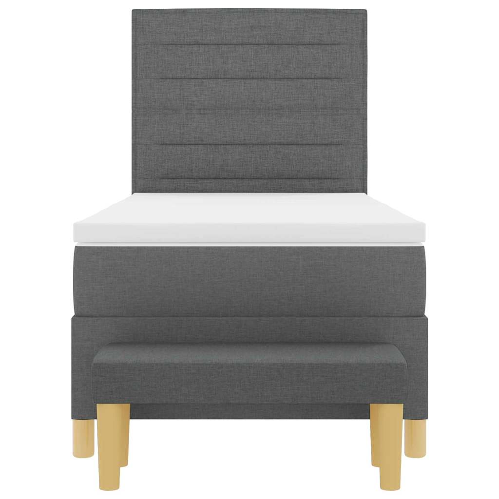 Box spring seng med hovedgærde Mørkegrå 200 x 90 cm Stof