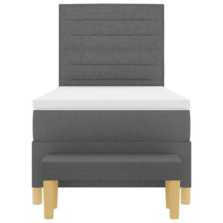 Box spring seng med hovedgærde Mørkegrå 200 x 90 cm Stof