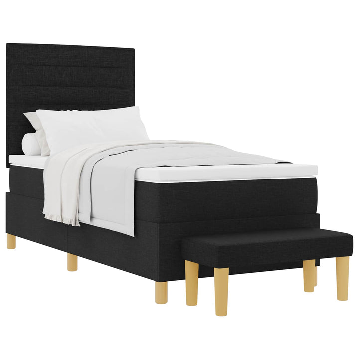 Box spring seng med hovedgærde Sort 200 x 90 cm Stof