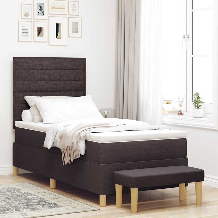 Box spring seng med hovedgærde Mørk Brun 200 x 90 cm Stof