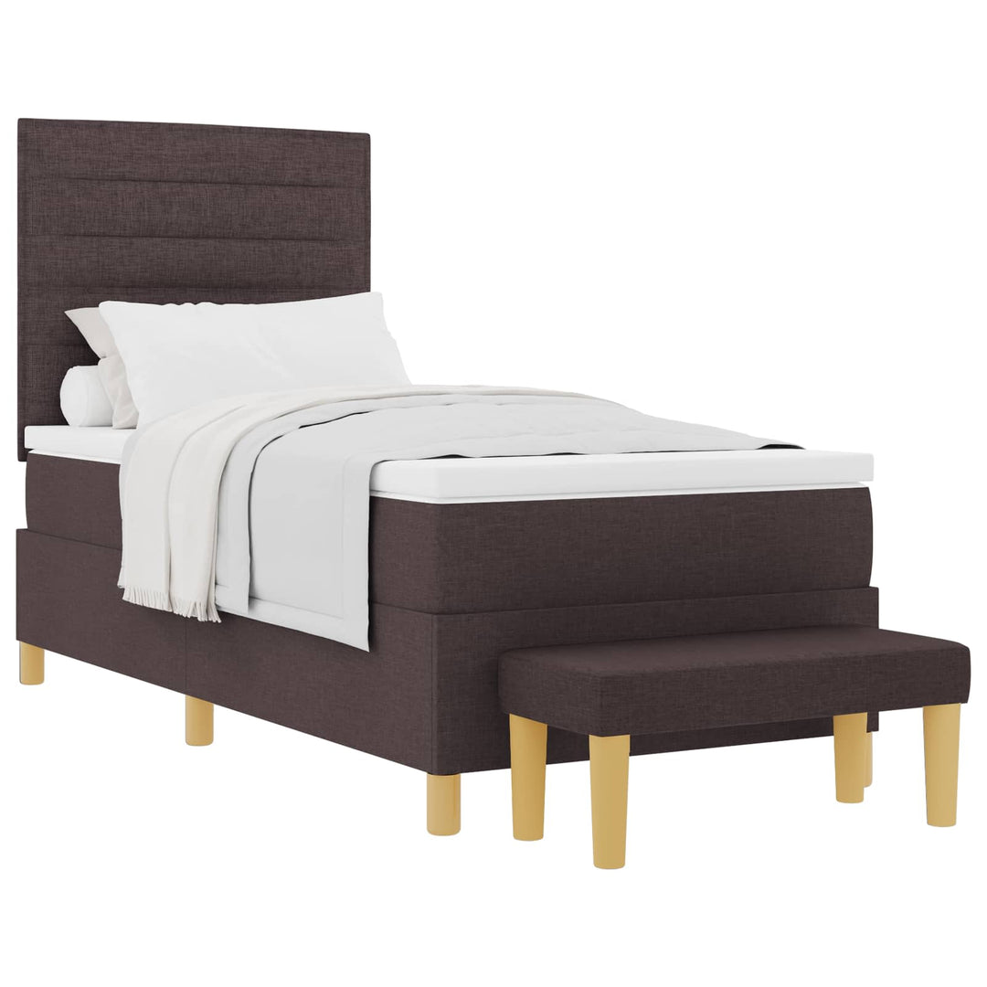 Box spring seng med hovedgærde Mørk Brun 200 x 90 cm Stof