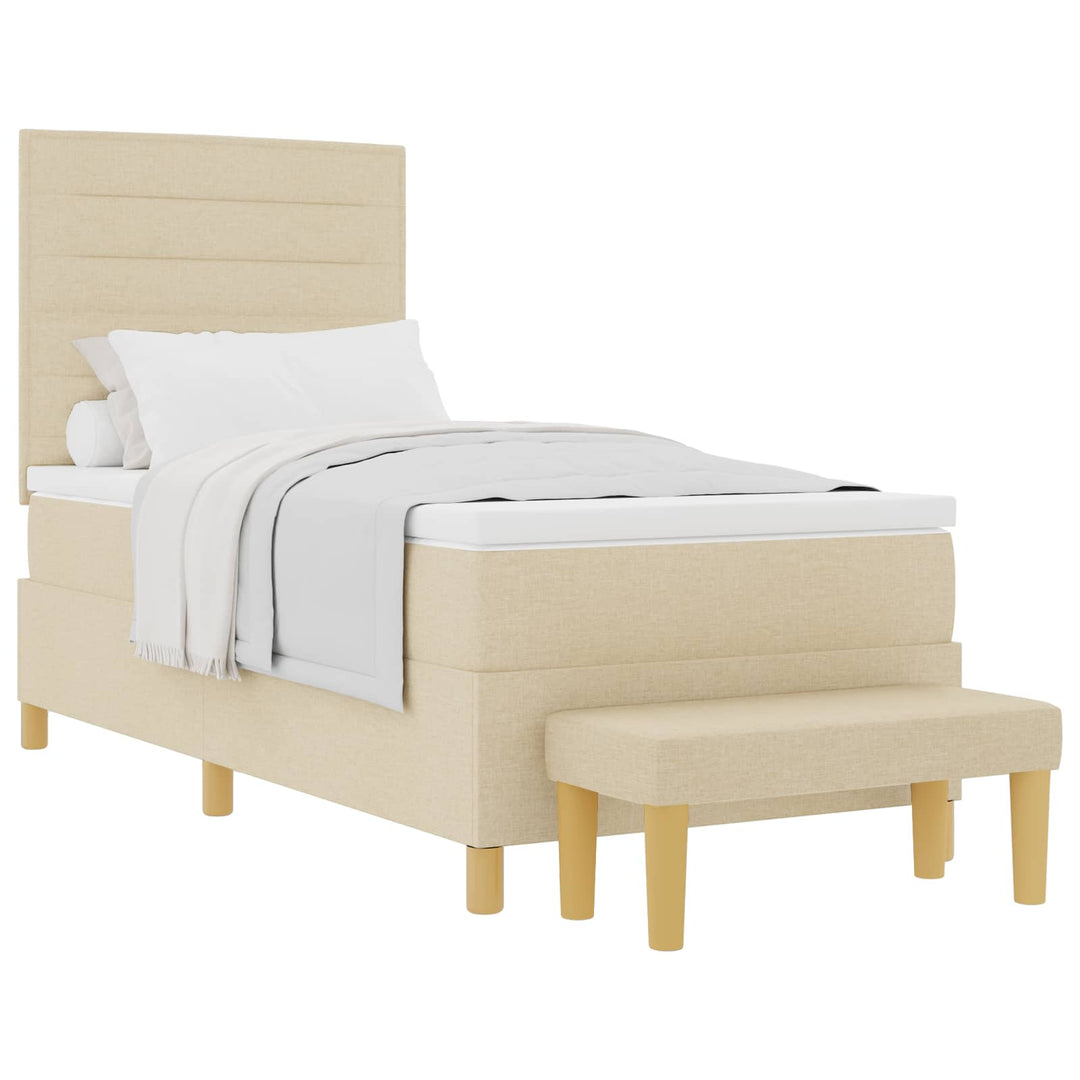 Box spring seng med hovedgærde Creme 200 x 90 cm Stof