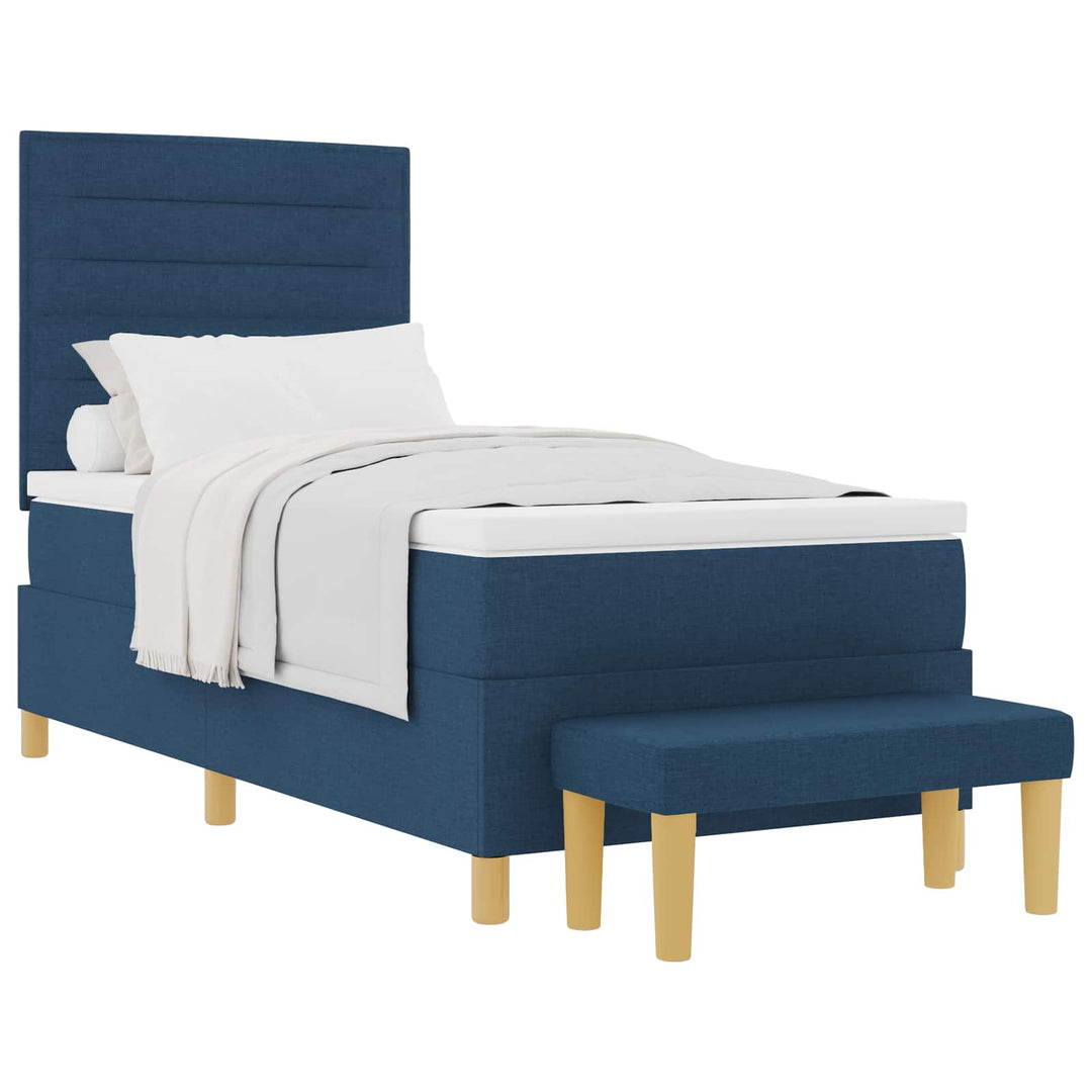 Box spring seng med hovedgærde Blå 200 x 90 cm Stof