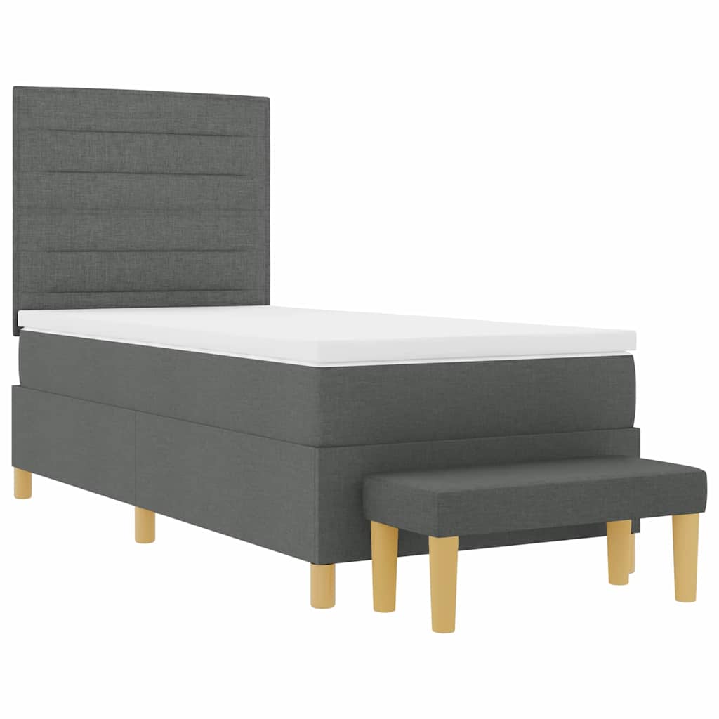 Box spring seng med pude Mørkegrå 200 x 90 cm Stof