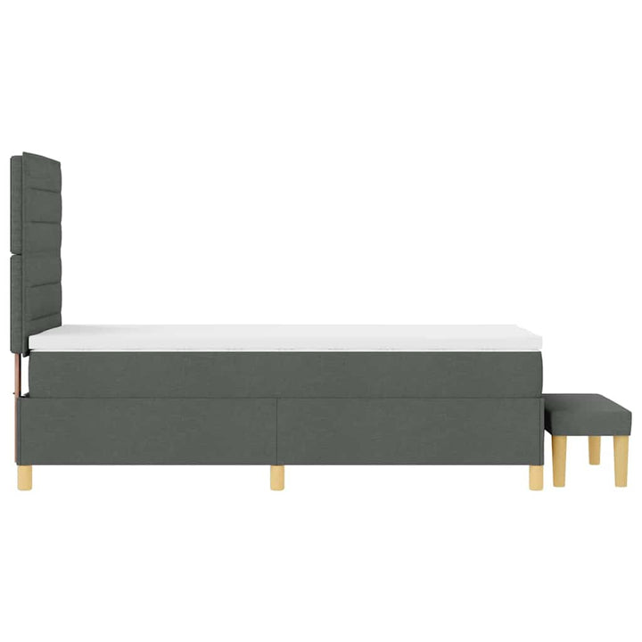 Box spring seng med pude Mørkegrå 200 x 90 cm Stof