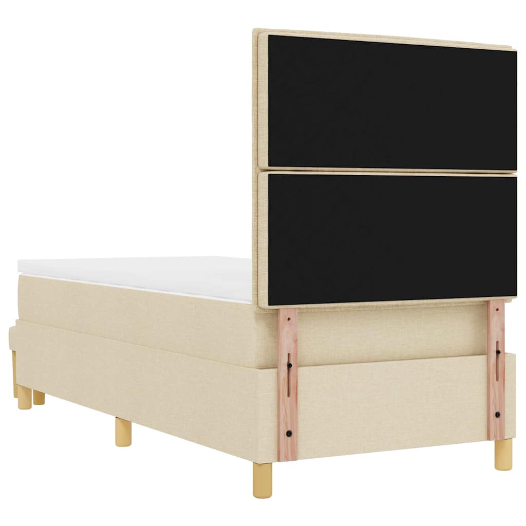 Box spring seng med pude med hovedgærde Creme 200 x 90 cm Stof