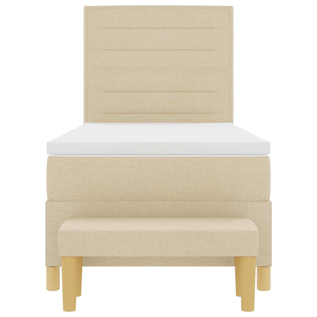 Box spring seng med pude med hovedgærde Creme 200 x 90 cm Stof