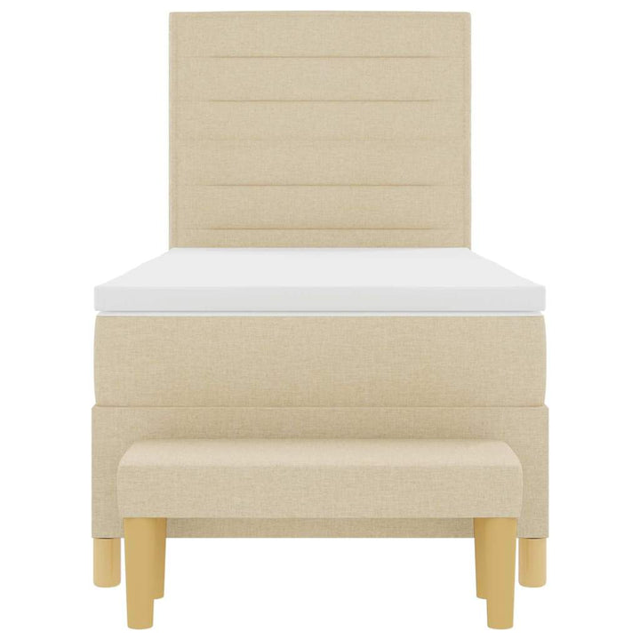 Box spring seng med pude med hovedgærde Creme 200 x 90 cm Stof