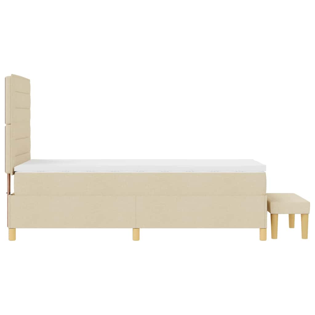 Box spring seng med pude med hovedgærde Creme 200 x 90 cm Stof
