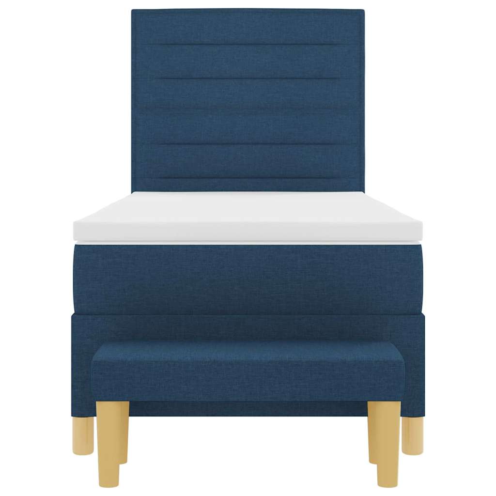 Box spring seng med pude med hovedgærde Blå 200 x 90 cm Stof