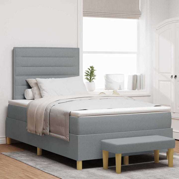 Box spring seng med hovedgærde Lysegrå 190 x 120 cm Stof