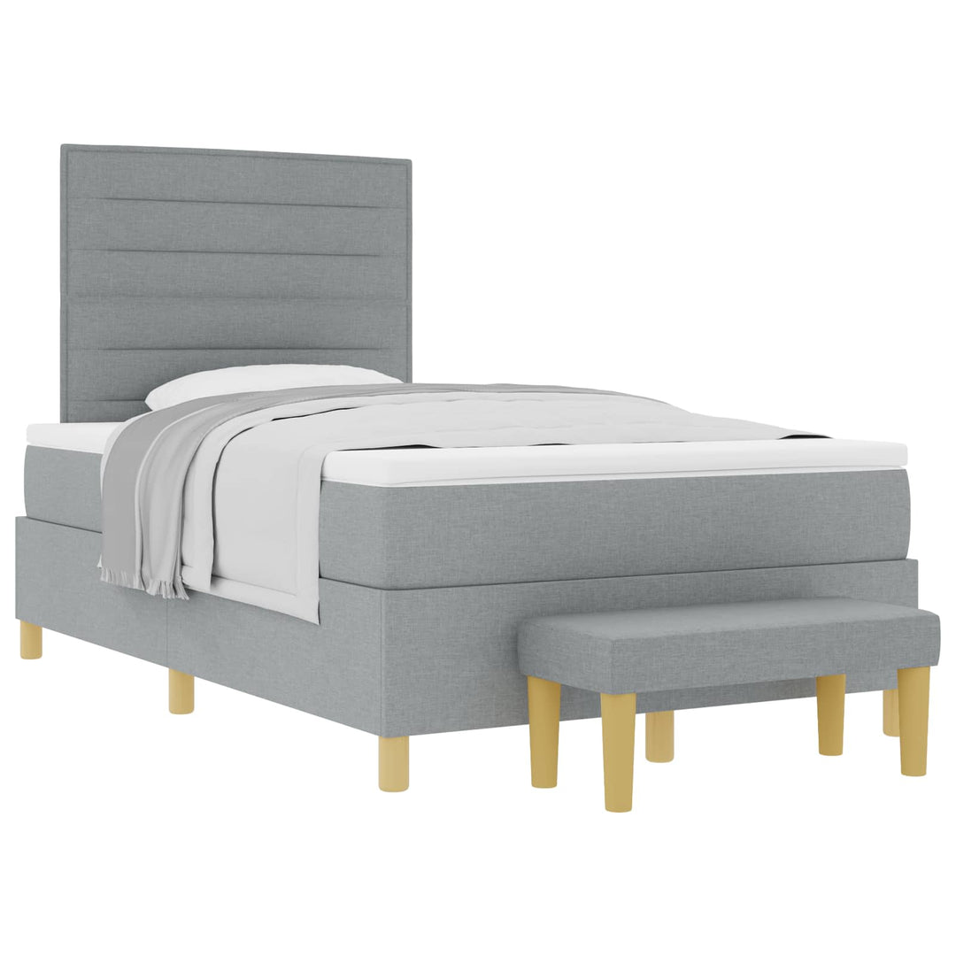 Box spring seng med hovedgærde Lysegrå 190 x 120 cm Stof