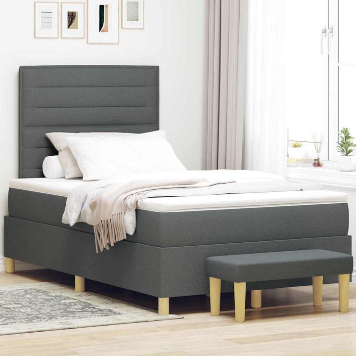 Box spring seng med hovedgærde Mørkegrå 190 x 120 cm Stof