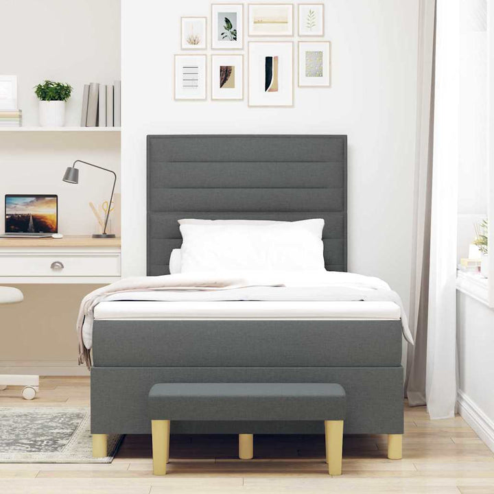 Box spring seng med hovedgærde Mørkegrå 190 x 120 cm Stof