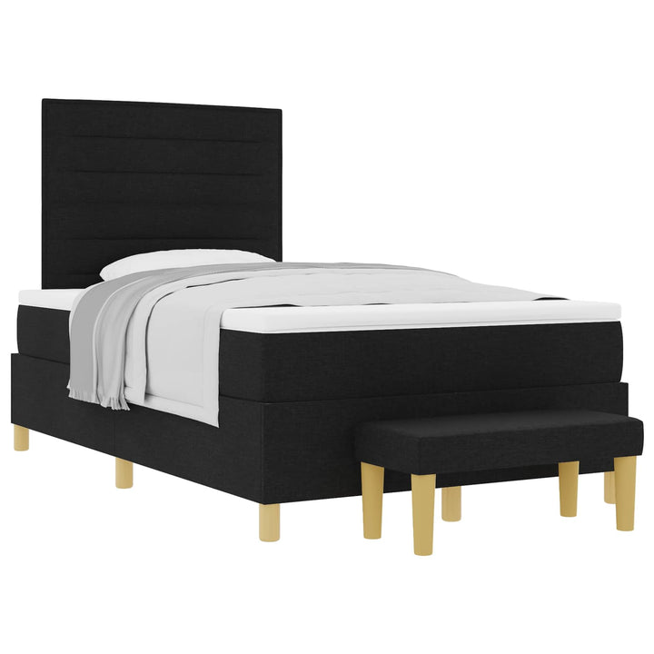 Box spring seng med hovedgærde Sort 190 x 120 cm Stof
