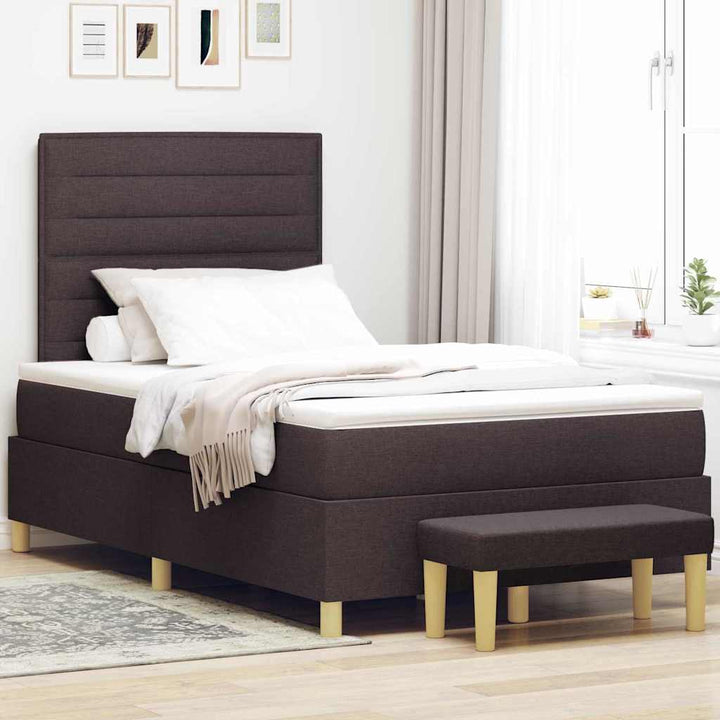 Box spring seng med hovedgærde Mørkebrun 190 x 120 cm Stof